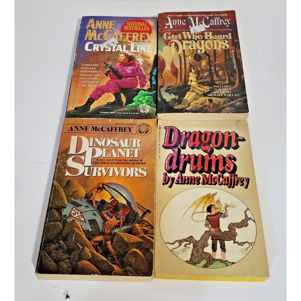 Anne McCaffrey Book Lot 4 Paperback Fantasy Crystal Line Dragondrums TOR Del Rey